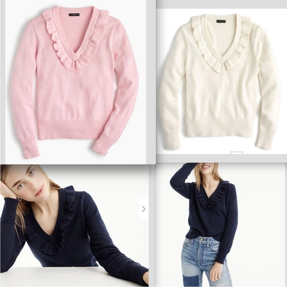 J.Crew Ruffle V-neck sweater - Picture 2 of 6